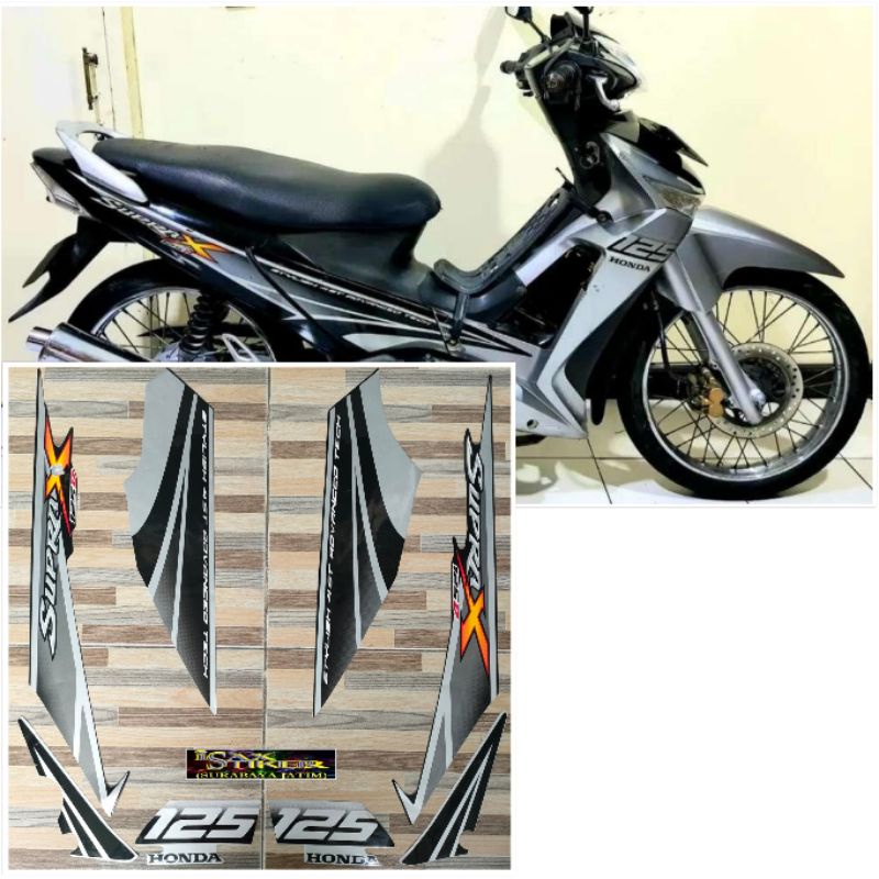 striping original Honda Supra X 125 D silver hitam tahun 2007 2008