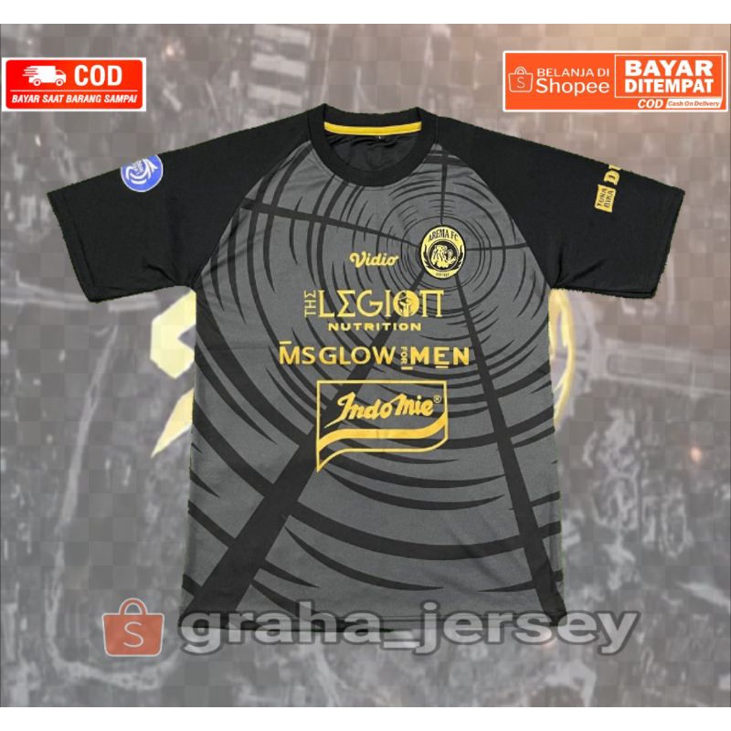 Jersey Arema FC Alternate 2021 - 2022 BRI Liga 1 Hitam Gold 3rd Emas Terbaru Lokal