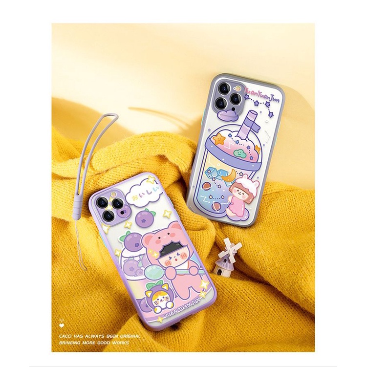 Skin Feel Case Camera Protection Case Brand Boba Lilac Ungu FM13 FM14 FM15 Xiaomin Redmi 8A 10 Note 7 10 10s Pro Poco M3 5G