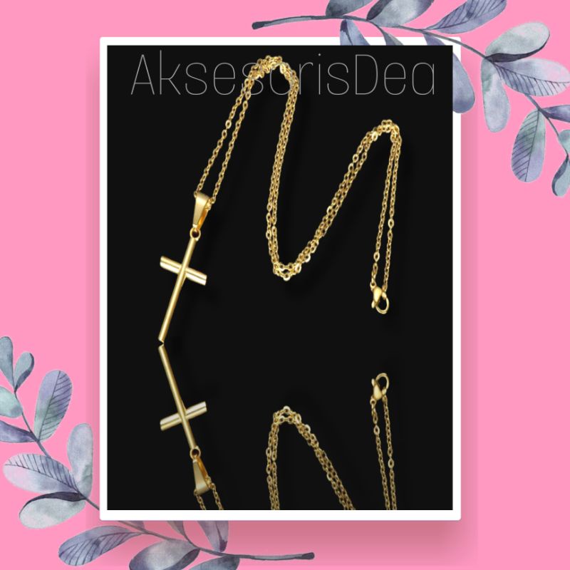 KALUNG SALIB EMAS RANTAI NURY BANDUL SALIB POLOS / KALUNG TITANIUM