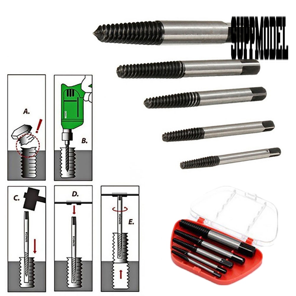 5 Pcs Alat Bor Ekstraktor Sekrup Rusak Untuk Perbaikan Mobil