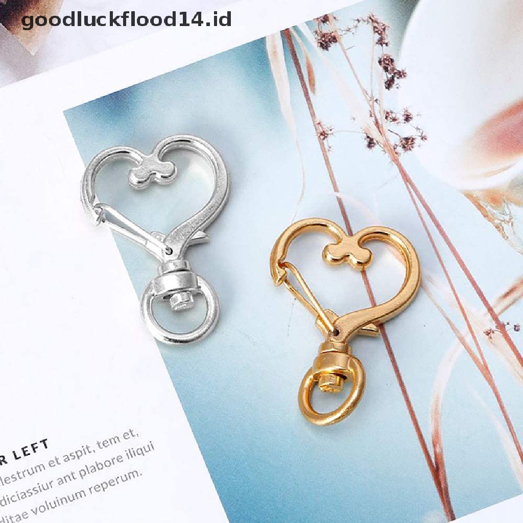 [OOID] 10pcs Love Heart Hollow Key Chain Key Ring DIY Accessories Lobster Clasp ID