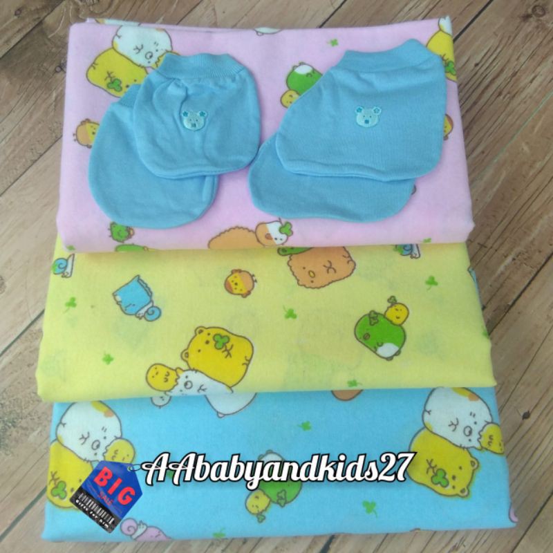 3PC Bedong Bayi Babytha Ukuran Jumbo 125x90 CM Free Sarung Tangan dan Kaki Bahan Adem dan SNI