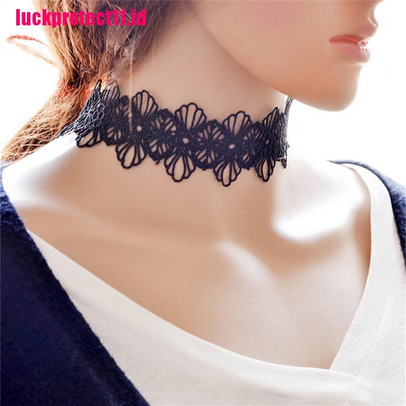 (LUCK) Kalung Choker Bahan Lace Gaya Retro / Boho / Vintage / Gothic Untuk Wanita