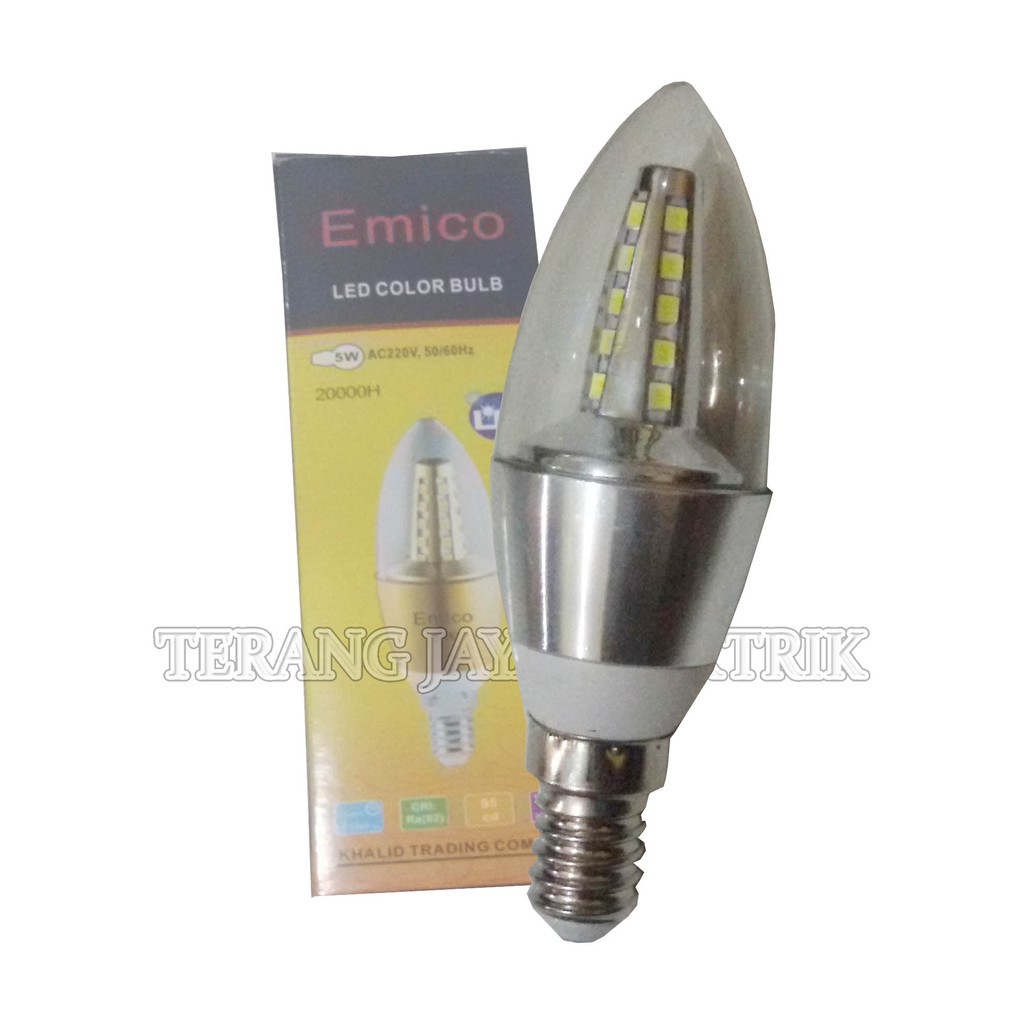Lampu/Bohlam LED candle / hias/ Jantung E14 5 Watt Emico Putih