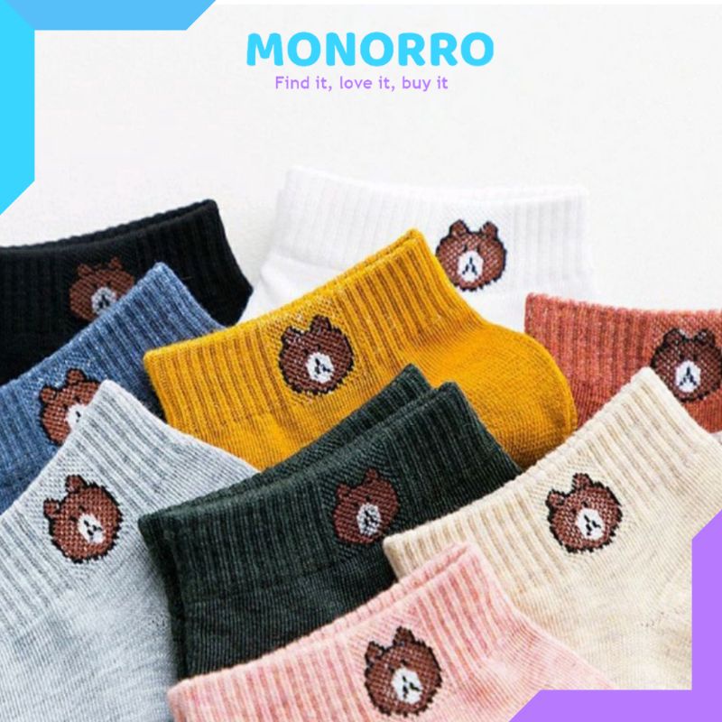 Kaos Kaki Beruang Coklat  - Kaos Kaki AnkleI / Kaos Kaki Pendek Semata / Kaos Kaki Korea
