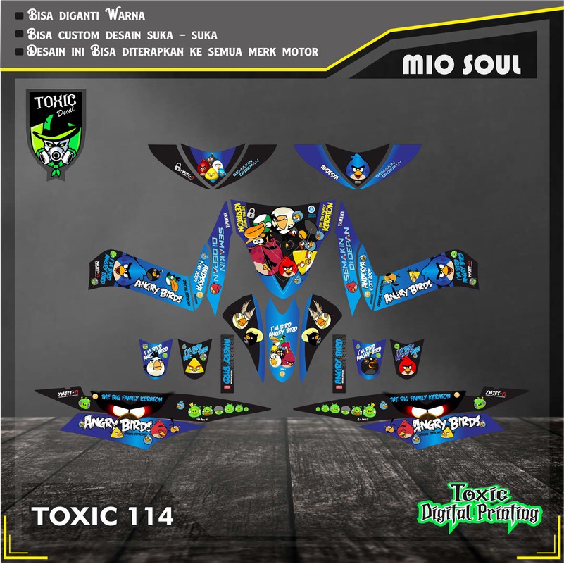 Sticker Decal YAMAHA MIO SPORTY ANGRIBIRD BIRU HITAM