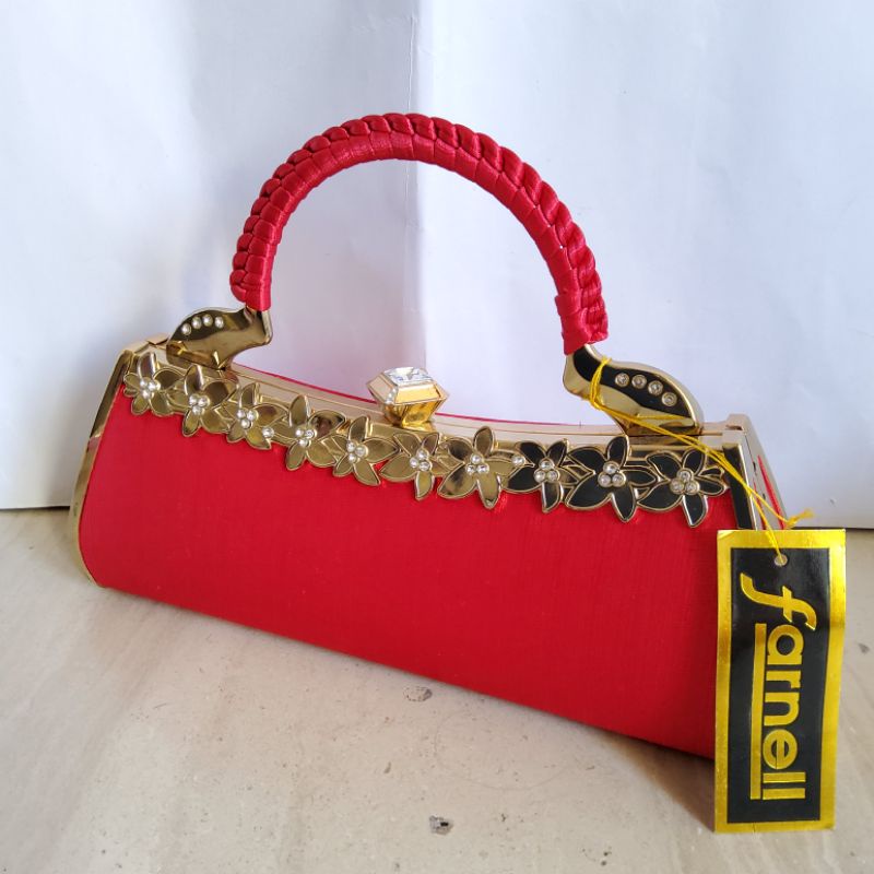 New! Clutch Pesta Farnell Cantik Bunga Permata Tas Kondangan Wanita Import 2605/2601