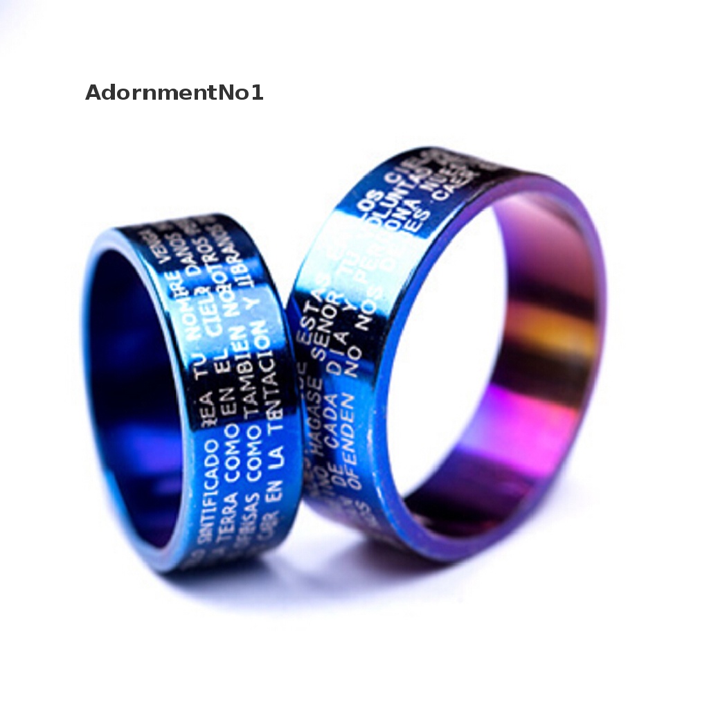 (AdornmentNo1) 1pc Cincin Titanium steel Motif Tulisan Alkitab Untuk Pria / Wanita