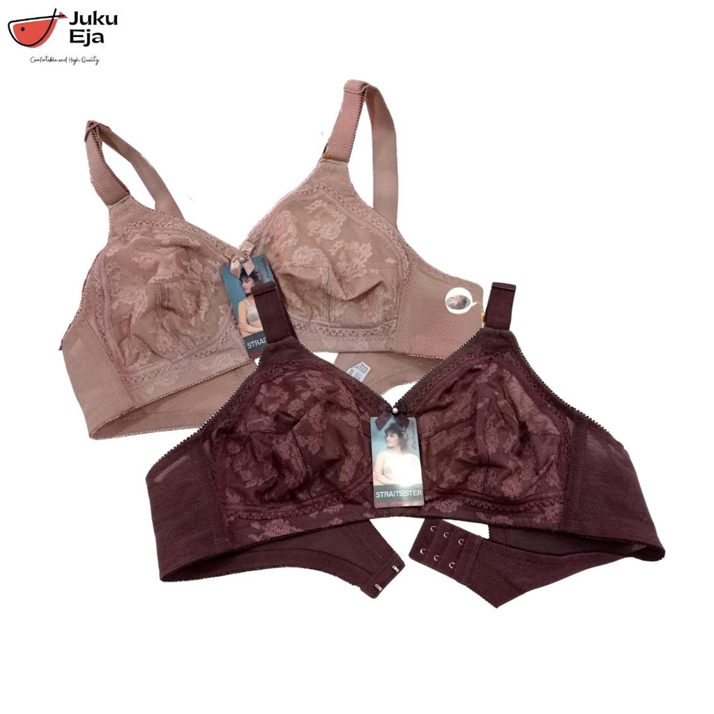 Strait Sister Original BH Harian Ibu - Tanpa Busa - Tanpa Kawat - Full Cup Bra - Full Lace - Coklat