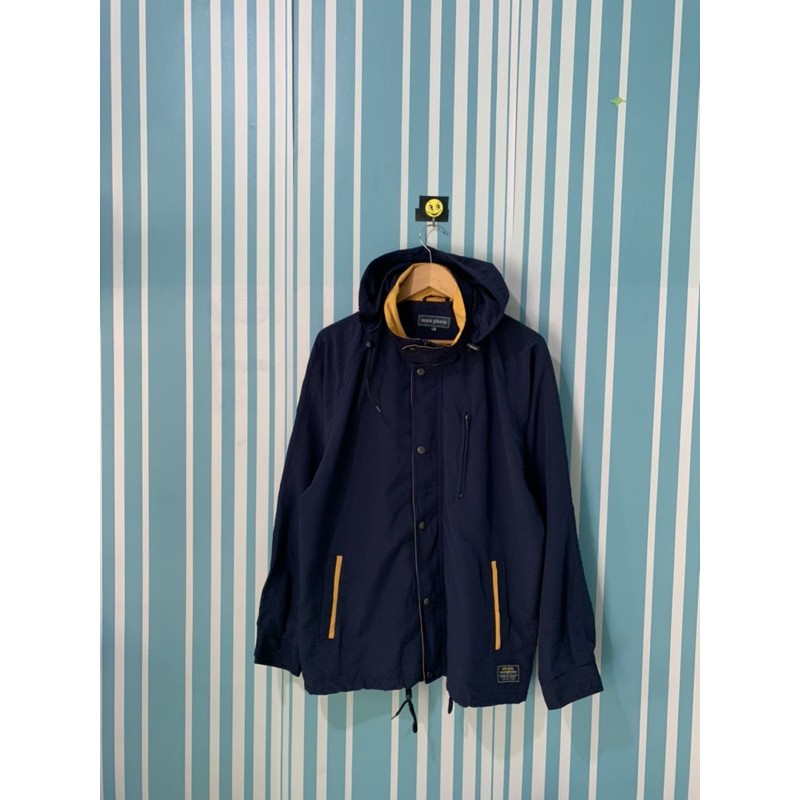 Man Photo Semi Parka jaket gunung jaket olahraga jaket sepeda thrift preloved second Blue Navy