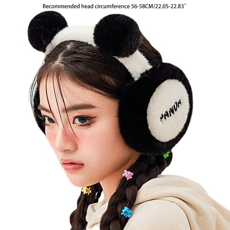 Zzz Earmuffs Lipat Penghangat Telinga Desain Panda Bahan Fleece