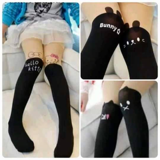 Stocking Anak Cewek Impor motif Hello Kitty, Bunny, Cat