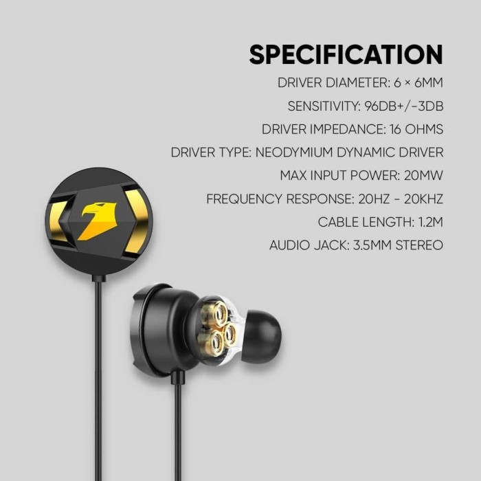 Armaggeddon WASP-7 PRO 3D Gaming Earphones with Triple Neodymium Drive