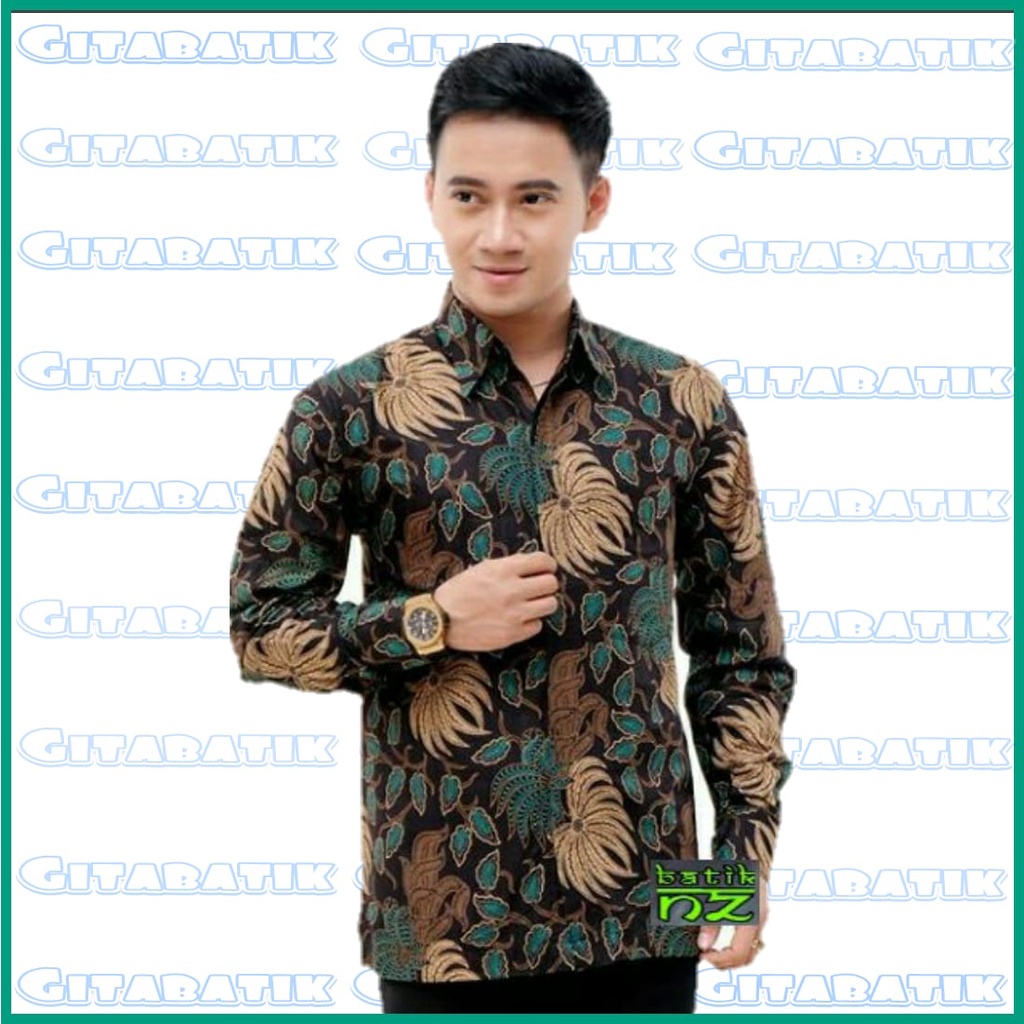 Batik pria kemeja batik lengan panjang m l xl xxl terlaris