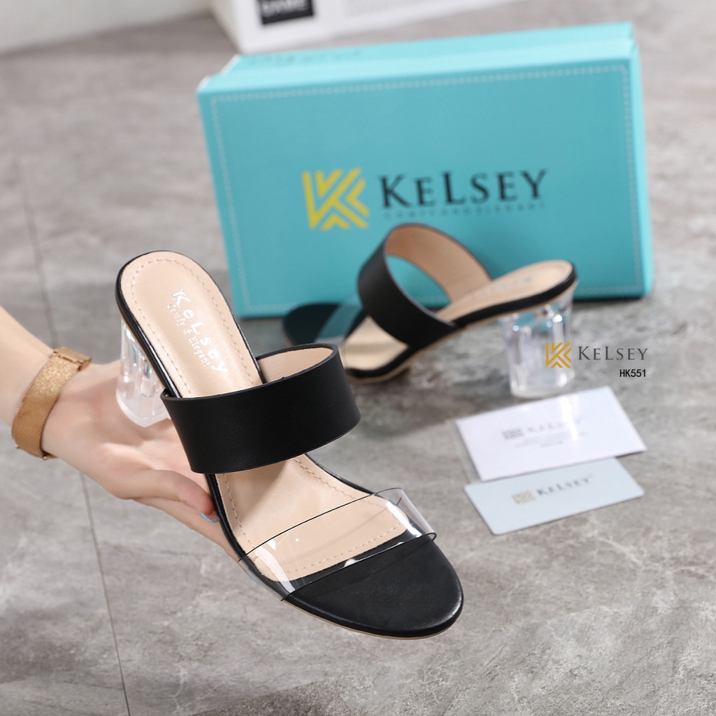 (Promo 10rb) Sandal Heels Kaca 8cm Wanita Kelsey HK551