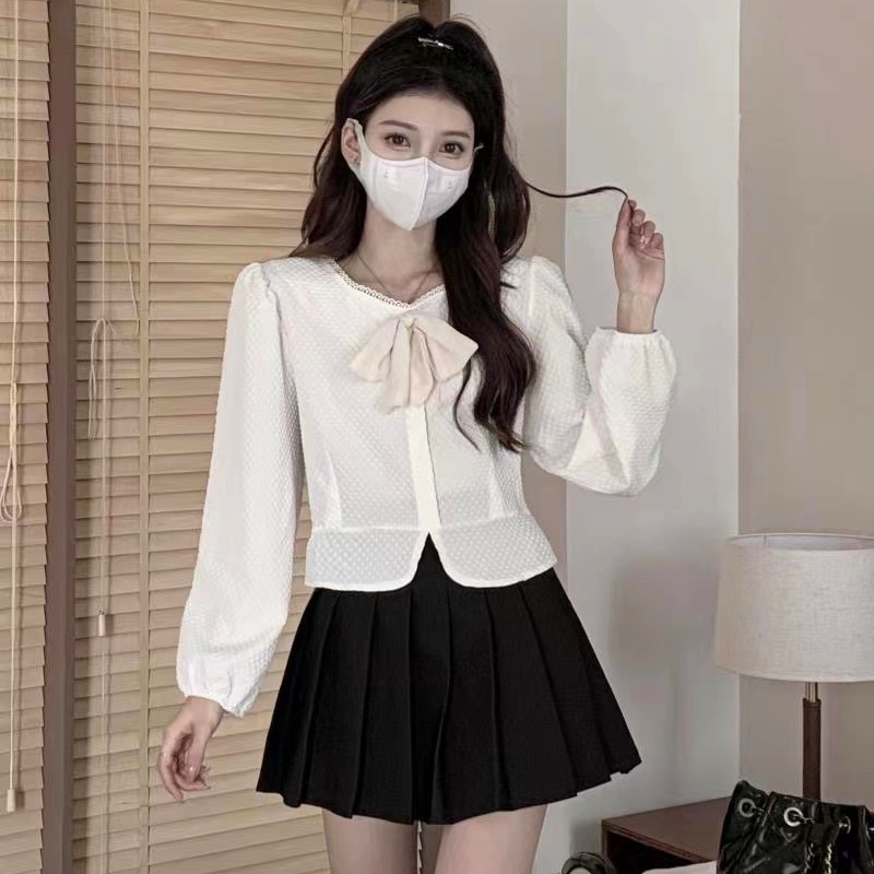 yikoo-Kemeja korea perangai blouse wanita fashion atasan