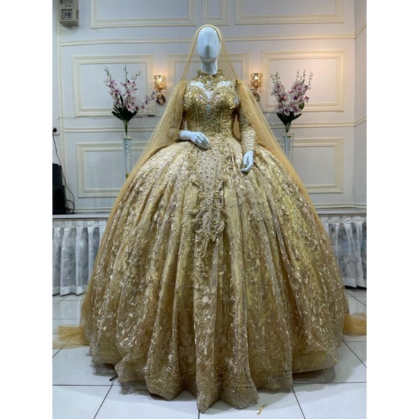 GAUN PENGANTEN FULL PAYET BEREKOR/WEDDING DRESS