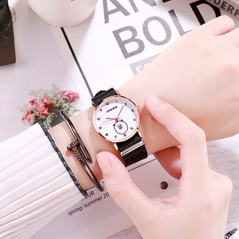 ✅COD Jam Tangan Quartz Retro Simple Bahan Kanvas Gaya Korea-5