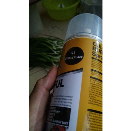 carlas G4 Black Glossy Hitam glosy spray rubber paint cat karet semprot