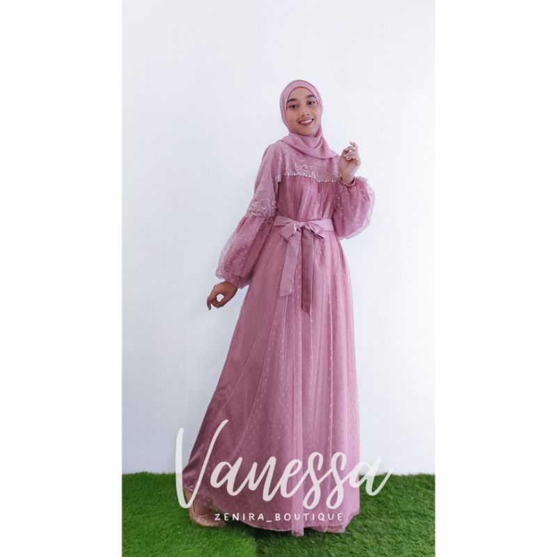 VANESSA Baju Pesta Velvet Lapis tile dot dan tile bordir / Gaun Kondangan / Lamaran / Bridesmaids / bumil / couple / tersedia ukuran kecil hingga jumbo