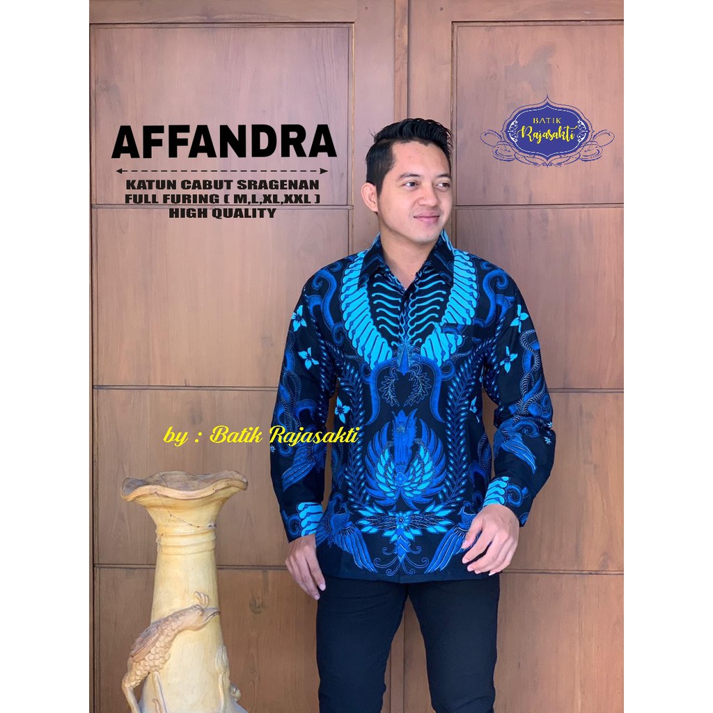 AFFANDRA RAJASAKTI KEMEJA BATIK SOLO PRIA LENGAN PANJANG LAPIS FURING ATASAN BATIK PREMIUM MODERN KATUN HALUS BAHUWIRYA  BANAMITRA BANAMITRA PUTIH BANGSAWAN BAYU PUTRA BERLIAN BIRU BHARATAYUDA BIMASENA BIRENDRA BIRU INDAH BRAHMAKERTA BRAHMAKERTA MERAH BUD