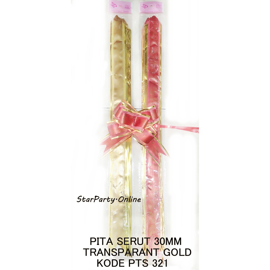 Pita Serut Harga per 10 pcs 30mm / Transparant Gold/ Pita Serut 30 Bunga/Hologram