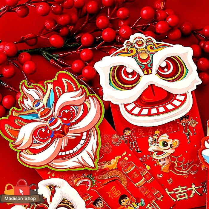 Angpao Netral Panjang isi 3 Angpau Barongsai Ampao Gantung Merah Tebal Harga Grosir Termurah