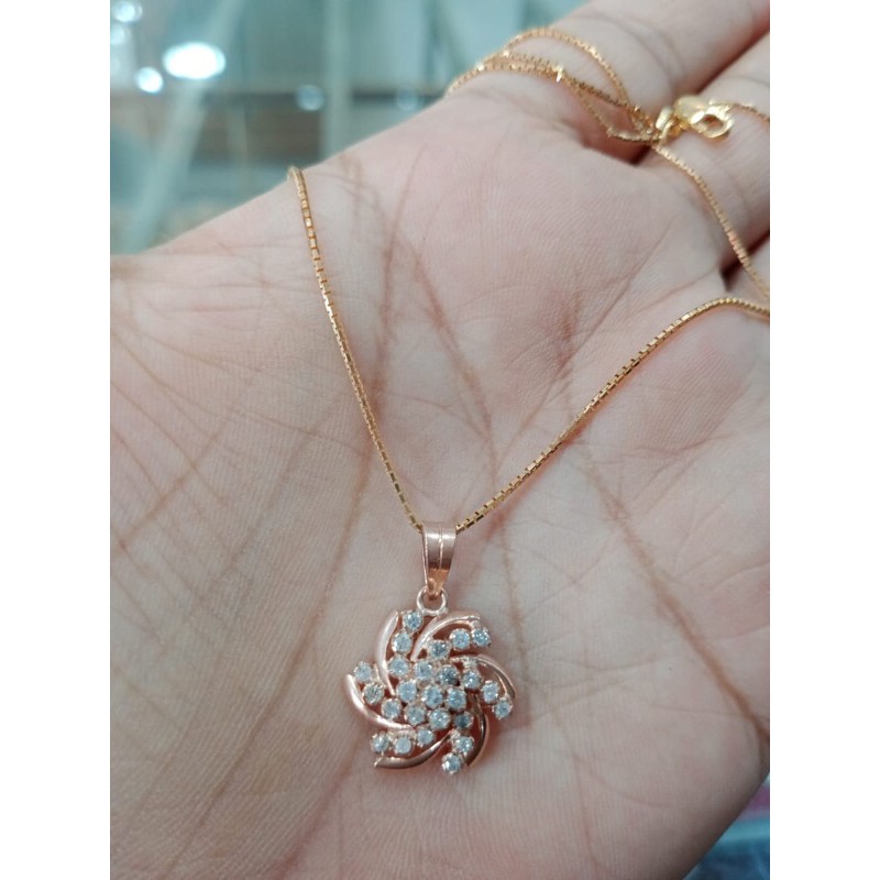 Berlian Medan Asli Kalung + Liontin Kipas