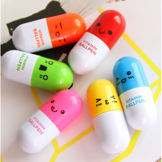 Creative Ballpoint Pen Student Children Gift Cartoon Pill Capsule Pen Retractable Pen