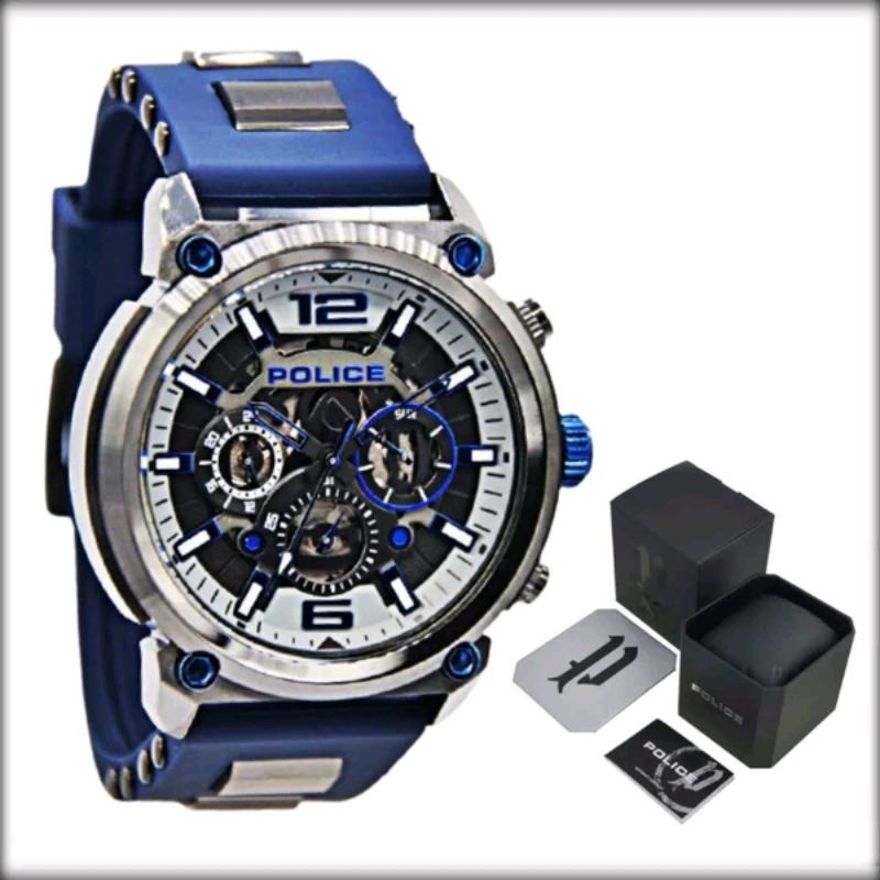 TERBARU JAM TANGAN PRIA POLICE ORIGINAL PL.14378JSU-13P CHRONO BLUE SILVER