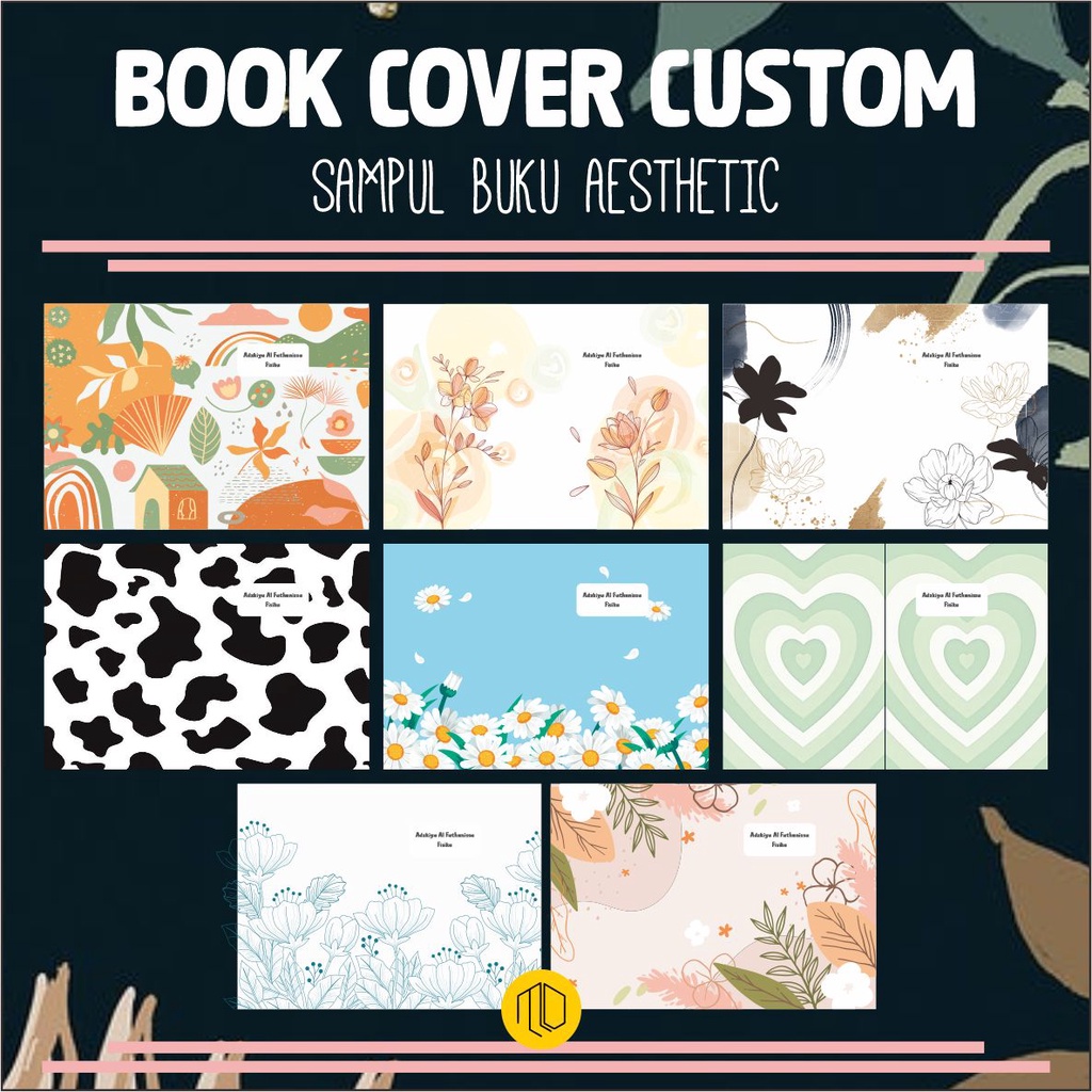 Jual (ISI 10 PCS) Sampul Buku Aesthetic Custom Nama | Sampul Buku Big