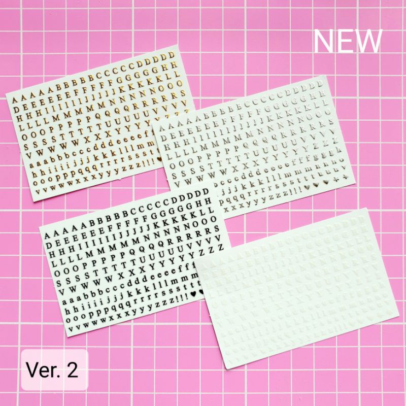 Sticker alphabet numbers gold stiker huruf angka silver nail art resin art korea import (Ver. F)