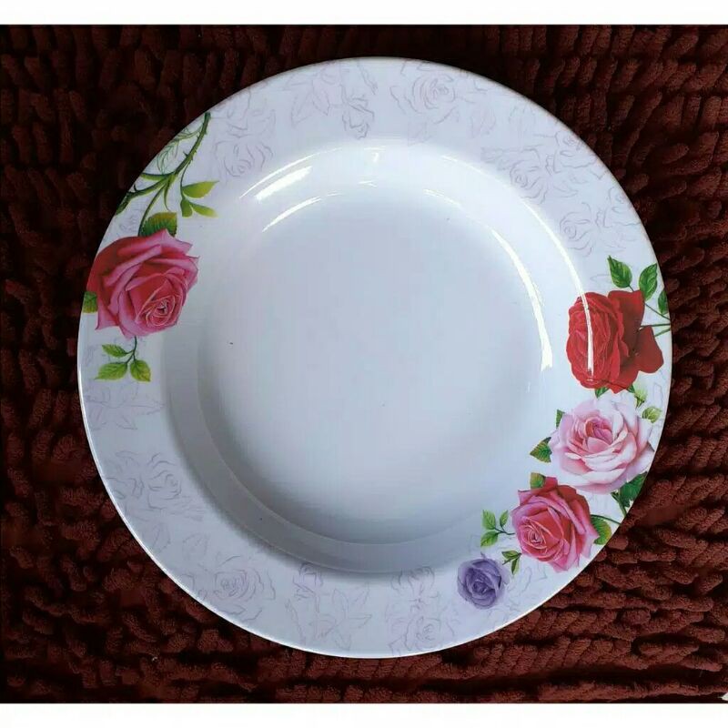 PIRING MAKAN MOTIF MELAMIN BESAR PUTIH 9 IN