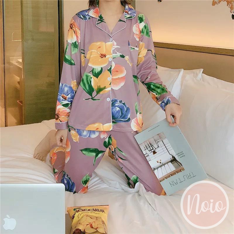 BAJU TIDUR WANITA BLOOMING FLOWER KOREA BUNGA PIYAMA WANITA DEWASA IMPORT ONE SET - LLP BLOOM-4