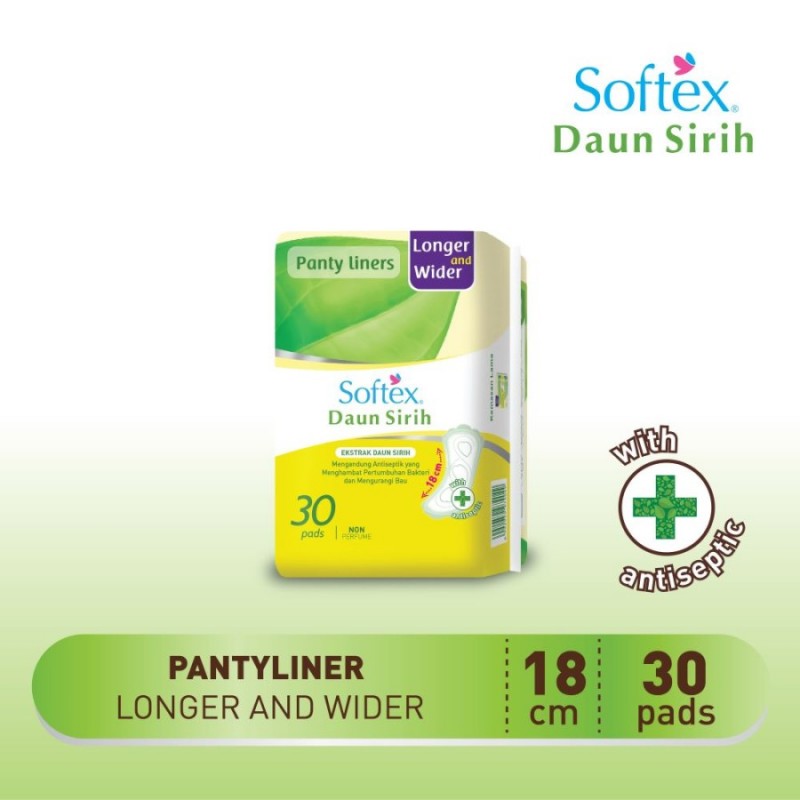 Softex Panty Liner Daun Sirih PLUS Green Tea 18 cm - 30 s