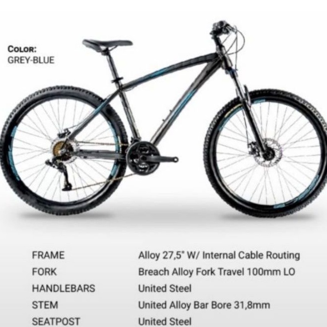 UNITED 27.5  Detroit SV dan Detroit 1.0 / Detroit 1.1 3x8 speed Sepeda Gunung MTB