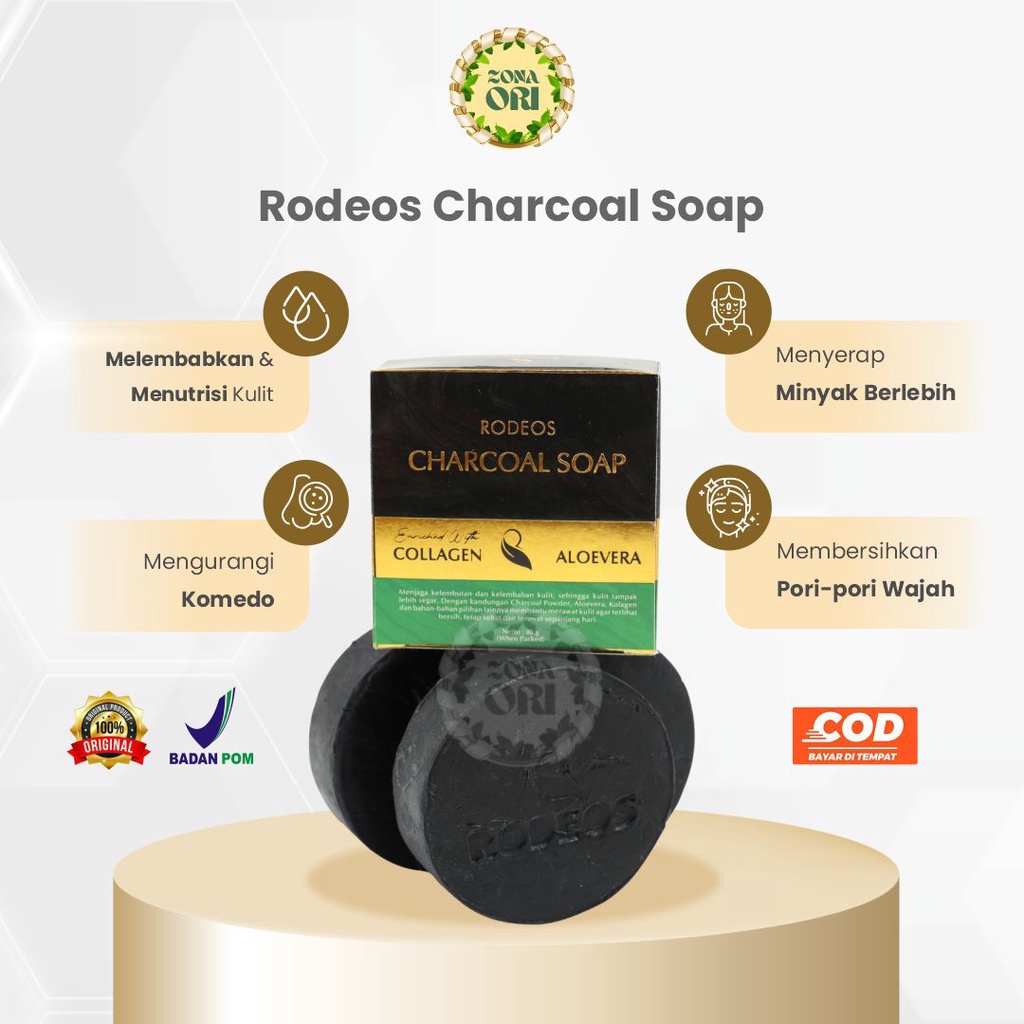 Rodeos Men Original Facial Treatment Sabun Muka Charcoal Soap