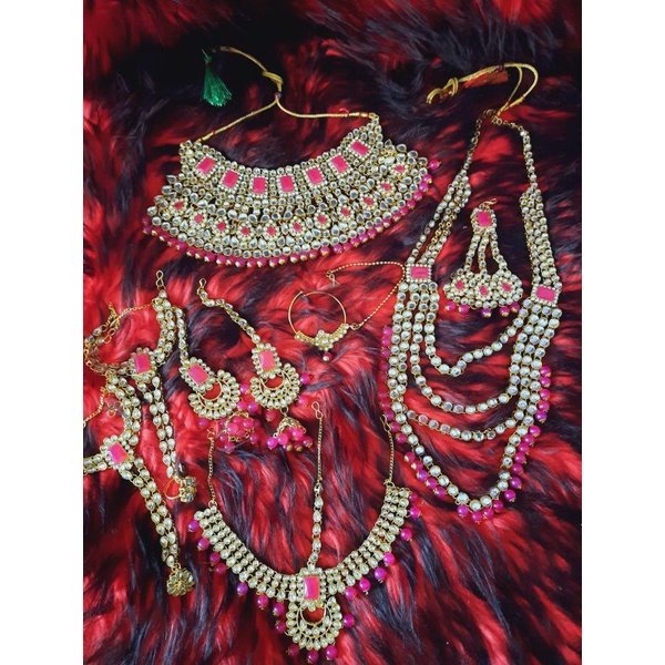 Kalung bridal/aksesoris india/perhiasan set india/perhiasan pernikahan/anting/tikka/jodha/acc india