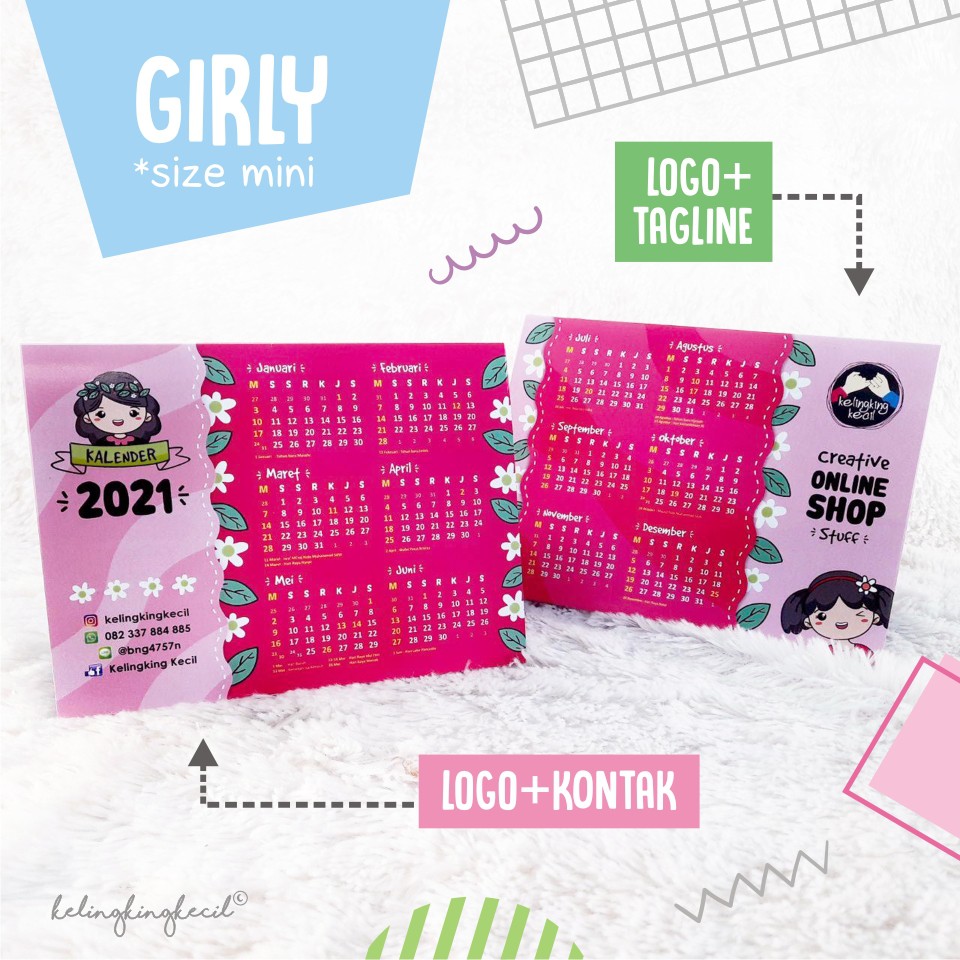 

KALENDER 2022 LIPAT MINI ~ MINIM ORDER 50 PC ~ TEMA GIRLY