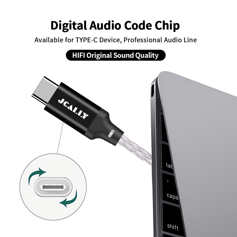 Jcally Jm45 Kabel Adapter Audio Digital Tipe C Ke 3.5mm Untuk Headphone Android Es9318