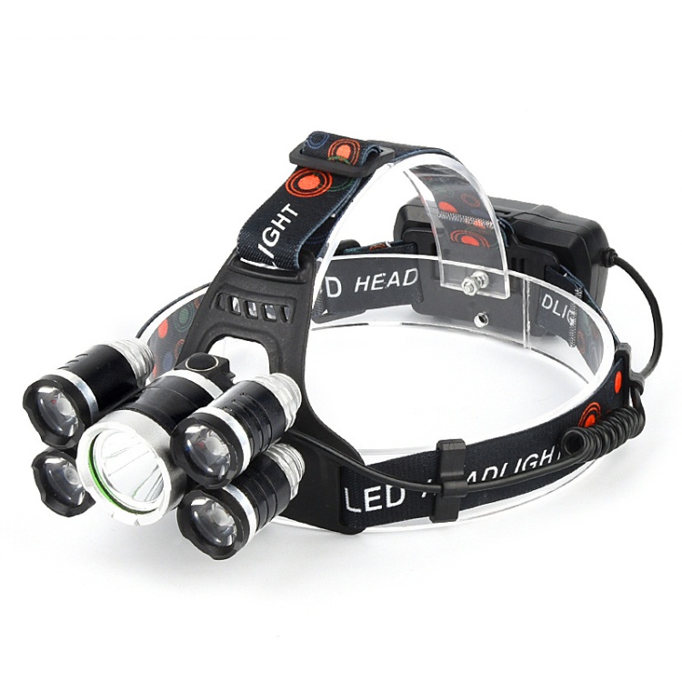 Headlamp Paket Senter Kepala 5 LED Cas Super Terang XM-L T6 + 4XPE 16000 Lumens Super Bright