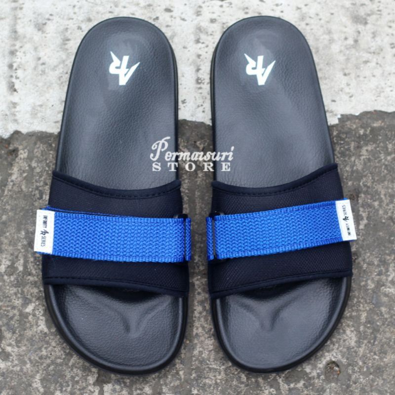 Sandal Slide Pria Wanita Sandal Slop Cowo Cewe Sendal Slop Sendal Slide Unisex-F AR biru