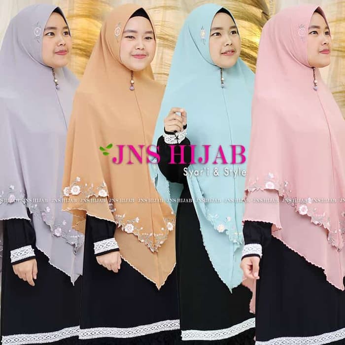 Khimar premium bordir bunga pinggir bordir manual khimar syari