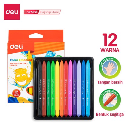 

Deli EC20000 School Crayon/Krayon - Plastic Crayon Triangle 12C