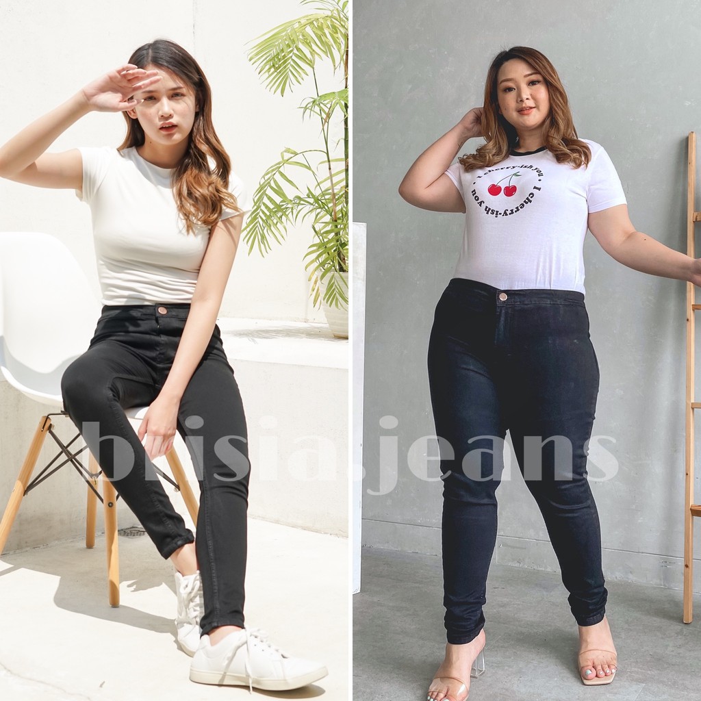 [SIZE 27-38] NAYEON Highwaist Jeans Skinny Polos Bigsize / Celana Panjang Jeans Wanita