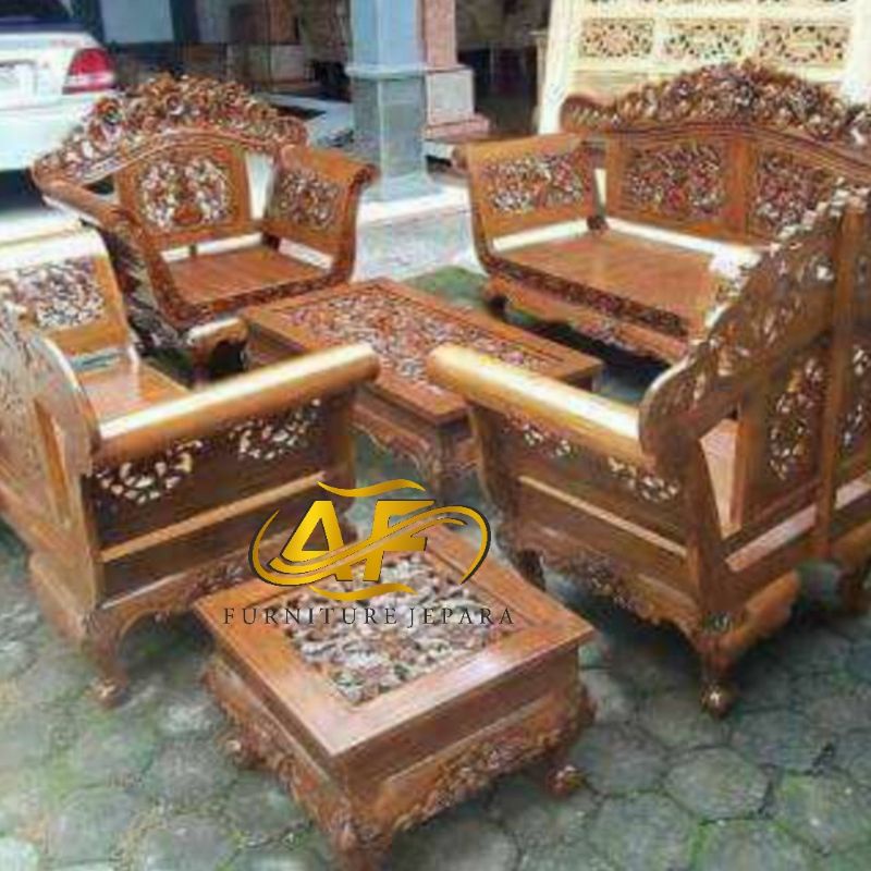 set kursi tamu Madura/kursi tamu kayu jati full ukiran/kursi tamu mewah