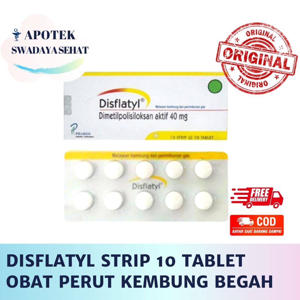 DISFLATYL STRIP 10 Tablet - Obat Kembung Begah Perut Tidak Nyaman Flatus