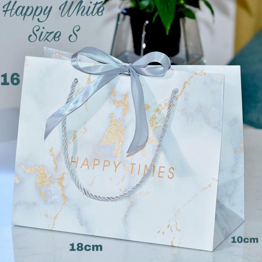 

MIN10PCS Paperbag Happy white S 18x10x16 Kado tas Kertas goodie Bag Gift Bag