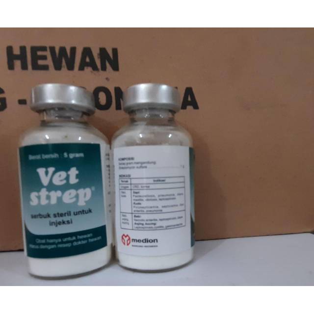 

Vetstrep 5 gram injeksi ayam, kambing, kuda, babi